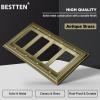 imageBESTTEN 4 Gang Zinc Alloy Aged Brass Metal Decor Wall Plate Grand Collection Decorator Antique Brass Outlet Cover for Switch or Receptacle Durable Corrosion ResistantAntique Brass