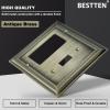 imageBESTTEN 4 Gang Zinc Alloy Aged Brass Metal Decor Wall Plate Grand Collection Decorator Antique Brass Outlet Cover for Switch or Receptacle Durable Corrosion ResistantAntique Brass
