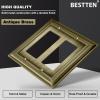 imageBESTTEN 4 Gang Zinc Alloy Aged Brass Metal Decor Wall Plate Grand Collection Decorator Antique Brass Outlet Cover for Switch or Receptacle Durable Corrosion ResistantAntique Brass