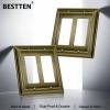 imageBESTTEN 4 Gang Zinc Alloy Aged Brass Metal Decor Wall Plate Grand Collection Decorator Antique Brass Outlet Cover for Switch or Receptacle Durable Corrosion ResistantAntique Brass