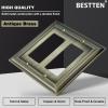 imageBESTTEN 4 Gang Zinc Alloy Aged Brass Metal Decor Wall Plate Grand Collection Decorator Antique Brass Outlet Cover for Switch or Receptacle Durable Corrosion ResistantAntique Brass