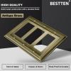 imageBESTTEN 4 Gang Zinc Alloy Aged Brass Metal Decor Wall Plate Grand Collection Decorator Antique Brass Outlet Cover for Switch or Receptacle Durable Corrosion ResistantAntique Brass