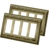 imageBESTTEN 4 Gang Zinc Alloy Aged Brass Metal Decor Wall Plate Grand Collection Decorator Antique Brass Outlet Cover for Switch or Receptacle Durable Corrosion ResistantAntique Brass