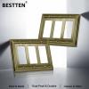 imageBESTTEN 4 Gang Zinc Alloy Aged Brass Metal Decor Wall Plate Grand Collection Decorator Antique Brass Outlet Cover for Switch or Receptacle Durable Corrosion ResistantAntique Brass