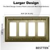 imageBESTTEN 4 Gang Zinc Alloy Aged Brass Metal Decor Wall Plate Grand Collection Decorator Antique Brass Outlet Cover for Switch or Receptacle Durable Corrosion ResistantAntique Brass