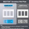 imageBESTTEN 5 Pack 2Gang Black Screwless Wall Plate Decor Outlet Cover Decorative Switch Cover Unbreakable Polycarbonate Switch Plate H469quot x W291quot GlossMid Size Gloss Snow White