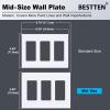 imageBESTTEN 5 Pack 2Gang Black Screwless Wall Plate Decor Outlet Cover Decorative Switch Cover Unbreakable Polycarbonate Switch Plate H469quot x W291quot GlossMid Size Gloss Snow White
