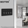 imageBESTTEN 5 Pack 2Gang Black Screwless Wall Plate Decor Outlet Cover Decorative Switch Cover Unbreakable Polycarbonate Switch Plate H469quot x W291quot GlossStandard Size Gloss Black