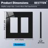 imageBESTTEN 5 Pack 2Gang Black Screwless Wall Plate Decor Outlet Cover Decorative Switch Cover Unbreakable Polycarbonate Switch Plate H469quot x W291quot GlossStandard Size Gloss Black