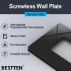 imageBESTTEN 5 Pack 2Gang Black Screwless Wall Plate Decor Outlet Cover Decorative Switch Cover Unbreakable Polycarbonate Switch Plate H469quot x W291quot GlossStandard Size Gloss Black