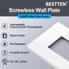 imageBESTTEN 5 Pack 2Gang Black Screwless Wall Plate Decor Outlet Cover Decorative Switch Cover Unbreakable Polycarbonate Switch Plate H469quot x W291quot GlossMid Size Gloss Snow White