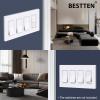 imageBESTTEN 5 Pack 2Gang Black Screwless Wall Plate Decor Outlet Cover Decorative Switch Cover Unbreakable Polycarbonate Switch Plate H469quot x W291quot GlossStandard Size Gloss Snow White