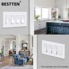 imageBESTTEN 5 Pack 2Gang Black Screwless Wall Plate Decor Outlet Cover Decorative Switch Cover Unbreakable Polycarbonate Switch Plate H469quot x W291quot GlossMid Size Gloss Snow White