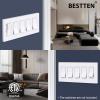 imageBESTTEN 5 Pack 2Gang Black Screwless Wall Plate Decor Outlet Cover Decorative Switch Cover Unbreakable Polycarbonate Switch Plate H469quot x W291quot GlossStandard Size Gloss Snow White