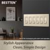 imageBESTTEN 5 Pack 3 Gang Brown Screwless Wall Plate Decorator Outlet Cover Switch Plate Signature Collection USWP8 Series H469 x W654Champagne Gold