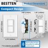 imageBESTTEN 5 Pack Double Light Switch Single Pole Combination Decorator Interrupters 15A 120V inWall OnOff Switch Dual Paddle Rockers Wallplate Included UL Listed White10