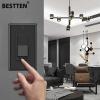 imageBESTTEN 6 Pack Dimmer Light Switch LED Dimmer Switch SinglePole or 3Way for Dimmable LED Halogen and Incandescent Bulbs 120V Wall Plate Included UL Listed WhiteBlack