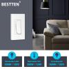 imageBESTTEN 6 Pack Super Slim Digital Dimmer Light Switch Quiet Rocker Single Pole or 3 Way Dimmable Switch for Dimmable LED CFL Incandescent Halogen ETL Listed White10