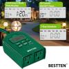 imageBESTTEN 7 Day Outdoor Digital Programmable Timer with Clock and Push Button Countdown Timer with Dual Grounded Outlets Weatherproof Green ETL ListedGreen