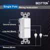 imageBESTTEN Double Switch 15A120V Single Pole Combination Interrupter UL Listed Snow White