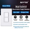 imageBESTTEN Double Switch 15A120V Single Pole Combination Interrupter UL Listed Snow White