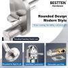 imageBESTTEN Front Entry Door Handle Set Heavy Duty Handleset with Single Cylinder Keyed Entry Deadbolt Lock ampamp Reversible Door Lever Satin Nickel