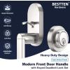 imageBESTTEN Front Entry Door Handle Set Heavy Duty Handleset with Single Cylinder Keyed Entry Deadbolt Lock ampamp Reversible Door Lever Satin Nickel