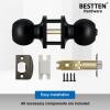 imageBESTTEN Keyed Entry Door Knob with Lock Interior and Exterior Door Lock Standard Ball Satin NickelMatte Black