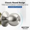 imageBESTTEN Keyed Entry Door Knob with Lock Interior and Exterior Door Lock Standard Ball Satin NickelSatin Nickel