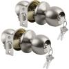 imageBESTTEN Keyed Entry Door Knob with Lock Interior and Exterior Door Lock Standard Ball Satin NickelSatin Nickel
