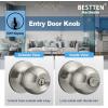 imageBESTTEN Keyed Entry Door Knob with Lock Interior and Exterior Door Lock Standard Ball Satin NickelSatin Nickel