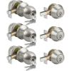 imageBESTTEN Keyed Same Exterior Door Knob and Single Cylinder Deadbolt Combo Set Keyed Alike Entry Door Knobs with Lock and Keys for Entrance and Front Door Satin NickelSatin Nickel