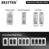 imageBESTTEN Matte Silver Dimmer Light Switch Single Pole or 3Way Compatible with Dimmable LED CFL Incandescent and Halogen Bulb 120VAC Signature Collection Series UL ListedMatte Silver