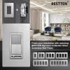 imageBESTTEN Matte Silver Dimmer Light Switch Single Pole or 3Way Compatible with Dimmable LED CFL Incandescent and Halogen Bulb 120VAC Signature Collection Series UL ListedMatte Silver