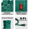 imageBESTTEN Outdoor Power Strip with Covers and Overload Protection Switch Double Sided 6Outlet Yard Power Stake with 9Foot Long Extension Cord ETL Certified Green6 Outlets  9ft