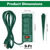 imageBESTTEN Outdoor Power Strip with Covers and Overload Protection Switch Double Sided 6Outlet Yard Power Stake with 9Foot Long Extension Cord ETL Certified Green6 Outlets  9ft