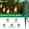 imageBESTTEN Outdoor Power Strip with Covers and Overload Protection Switch Double Sided 6Outlet Yard Power Stake with 9Foot Long Extension Cord ETL Certified Green6 Outlets  9ft