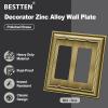 imageBESTTEN Polished Brass Double Duplex Electrical Receptacle Outlet Cover Plates 2Gang Metal Wall Plate Switch Covers Midsize2 Gang Decorator 1PK