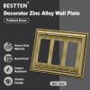 imageBESTTEN Polished Brass Double Duplex Electrical Receptacle Outlet Cover Plates 2Gang Metal Wall Plate Switch Covers Midsize3 Gang Decorator 1PK