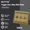 imageBESTTEN Polished Brass Double Duplex Electrical Receptacle Outlet Cover Plates 2Gang Metal Wall Plate Switch Covers Midsize3Gang Toggle 1PK