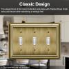 imageBESTTEN Polished Brass Double Duplex Electrical Receptacle Outlet Cover Plates 2Gang Metal Wall Plate Switch Covers Midsize3Gang Toggle 1PK