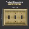imageBESTTEN Polished Brass Double Duplex Electrical Receptacle Outlet Cover Plates 2Gang Metal Wall Plate Switch Covers Midsize3Gang Toggle 1PK