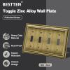 imageBESTTEN Polished Brass Double Duplex Electrical Receptacle Outlet Cover Plates 2Gang Metal Wall Plate Switch Covers Midsize4Gang Toggle 1PK