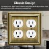 imageBESTTEN Polished Brass Double Duplex Electrical Receptacle Outlet Cover Plates 2Gang Metal Wall Plate Switch Covers MidsizeDuplex 1PK