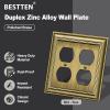 imageBESTTEN Polished Brass Double Duplex Electrical Receptacle Outlet Cover Plates 2Gang Metal Wall Plate Switch Covers MidsizeDuplex 1PK