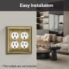 imageBESTTEN Polished Brass Double Duplex Electrical Receptacle Outlet Cover Plates 2Gang Metal Wall Plate Switch Covers MidsizeDuplex 1PK
