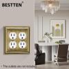 imageBESTTEN Polished Brass Double Duplex Electrical Receptacle Outlet Cover Plates 2Gang Metal Wall Plate Switch Covers MidsizeDuplex 1PK