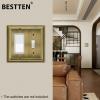 imageBESTTEN Polished Brass Double Duplex Electrical Receptacle Outlet Cover Plates 2Gang Metal Wall Plate Switch Covers MidsizeToggleDecorator 2PK