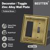 imageBESTTEN Polished Brass Double Duplex Electrical Receptacle Outlet Cover Plates 2Gang Metal Wall Plate Switch Covers MidsizeToggleDecorator 2PK