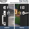 imageBESTTEN Satin Nickel Front Door Handle and Deadbolt Set with Single Cylinder Deadbolt Lock and Door Lever for Entry Doors Reversible for Right ampamp Left Handed
